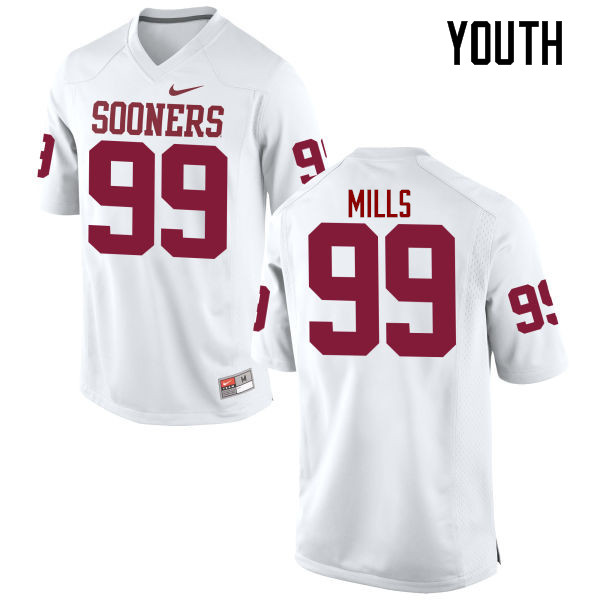 Youth Oklahoma Sooners #99 Nick Mills College Football Jerseys Game-White - Click Image to Close